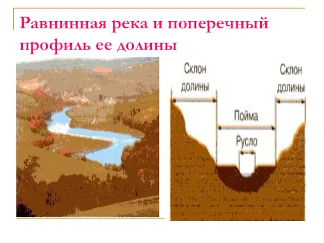 Равнинная река и поперечный профиль ее долины