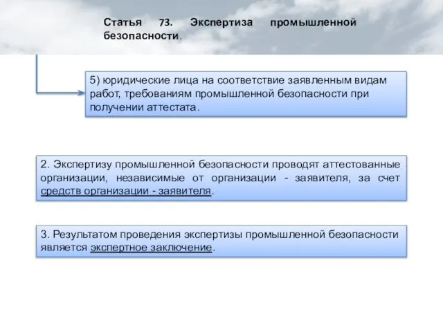 5) юридические лица на соответствие заявленным видам работ, требованиям промышленной безопасности при