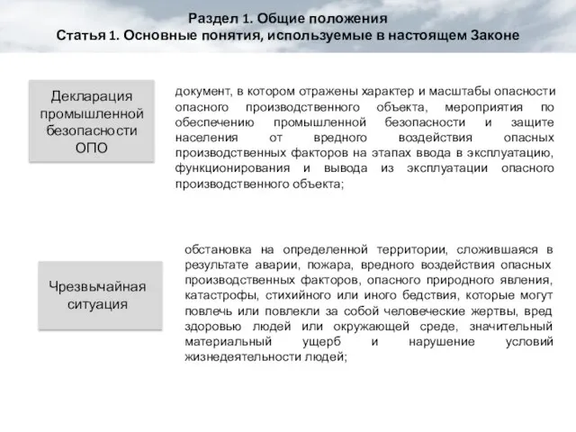 документ, в котором отражены характер и масштабы опасности опасного производственного объекта, мероприятия