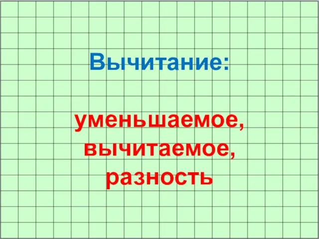 Вычитание: уменьшаемое, вычитаемое, разность