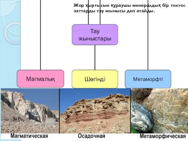 Жер қыртысын құраушы минералдық бір тектес заттарды тау жынысы деп атайды.