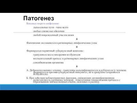 Патогенез Входные ворота инфекции: дыхательные пути - чаще всего любые слизистые оболочки