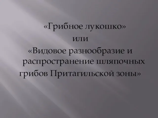 «Грибное лукошко» или «Видовое разнообразие и распространение шляпочных грибов Притагильской зоны»