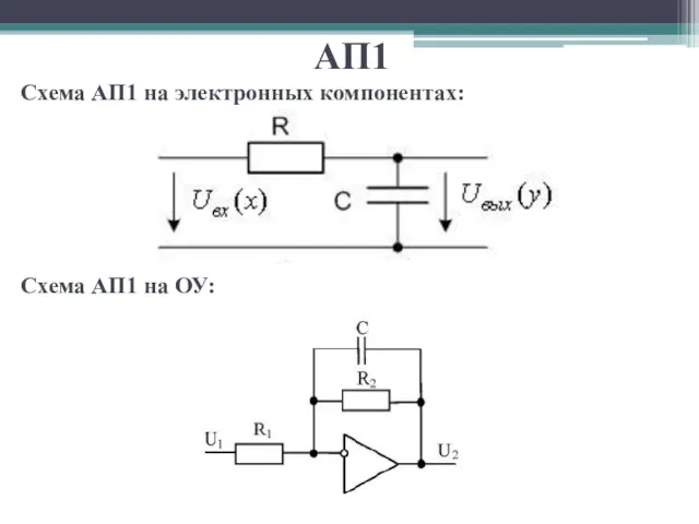 АП1 Схема АП1 на электронных компонентах: Схема АП1 на ОУ: