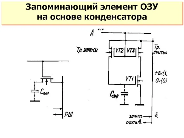 Запоминающий элемент ОЗУ на основе конденсатора