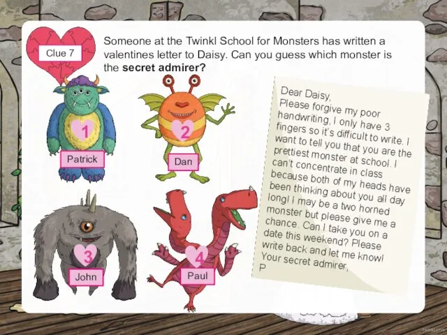 Someone at the Twinkl School for Monsters has written a valentines letter