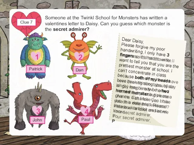 Someone at the Twinkl School for Monsters has written a valentines letter