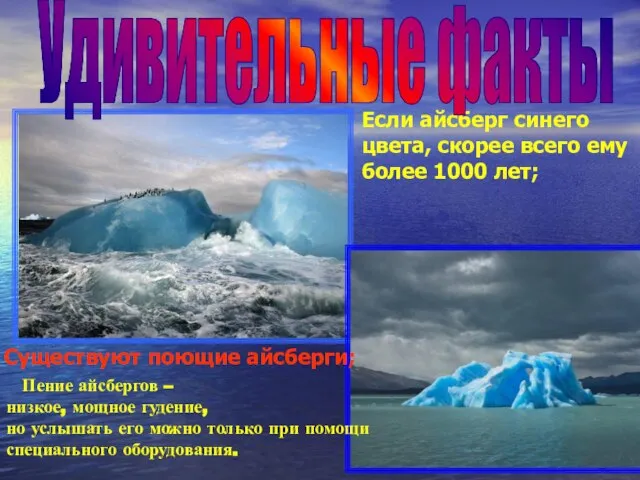 Если айсберг синего цвета, скорее всего ему более 1000 лет; Удивительные факты