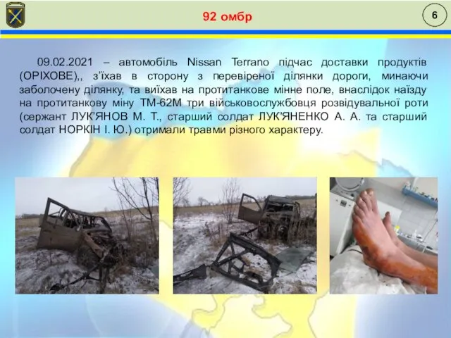 6 09.02.2021 – автомобіль Nissan Terrano підчас доставки продуктів (ОРІХОВЕ),, з’їхав в