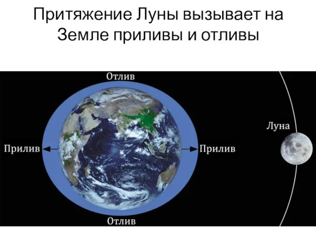 Притяжение Луны вызывает на Земле приливы и отливы