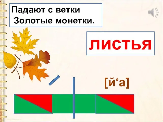 Падают с ветки Золотые монетки. листья [й‘а]