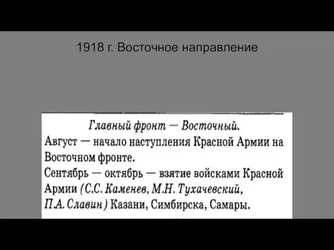 1918 г. Восточное направление