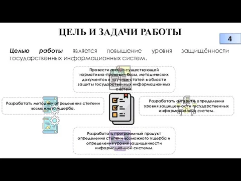 ЦЕЛЬ И ЗАДАЧИ РАБОТЫ Целью работы является повышение уровня защищённости государственных информационных