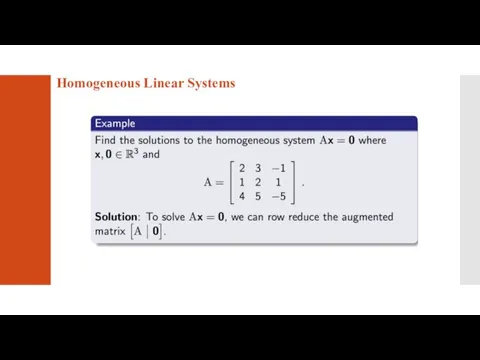 Homogeneous Linear Systems