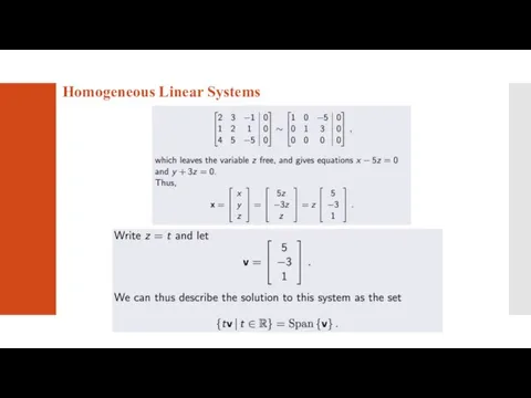 Homogeneous Linear Systems