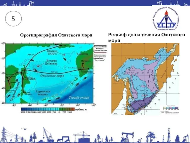Орогидрография Охотского моря Рельеф дна и течения Охотского моря