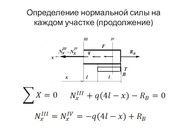 Определение нормальной силы на каждом участке (продолжение)