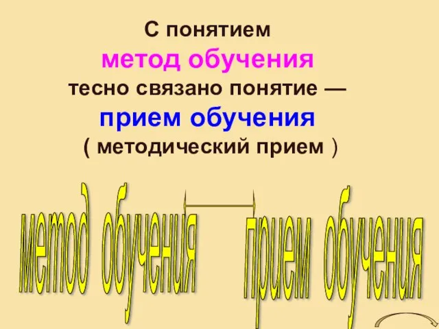 С понятием метод обучения тесно связано понятие — прием обучения ( методический