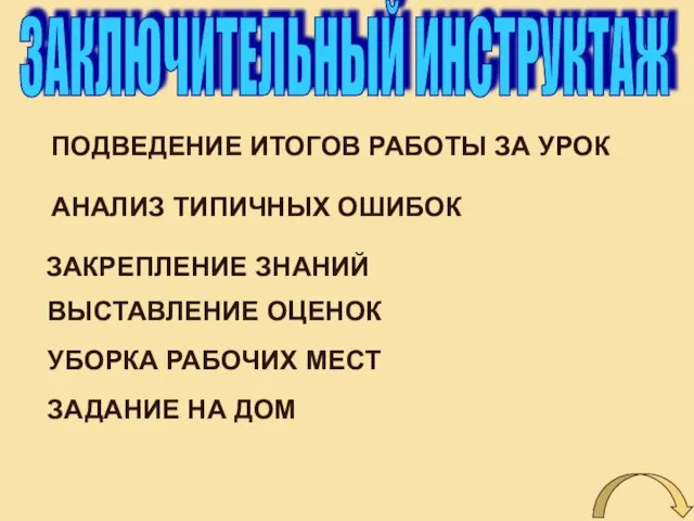 ЗАКЛЮЧИТЕЛЬНЫЙ ИНСТРУКТАЖ