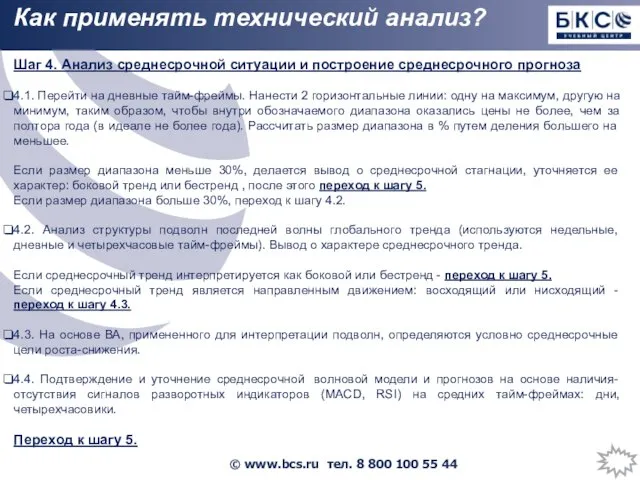 Как применять технический анализ? Шаг 4. Анализ среднесрочной ситуации и построение среднесрочного