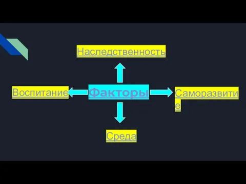 Факторы Наследственность Среда Воспитание Саморазвитие