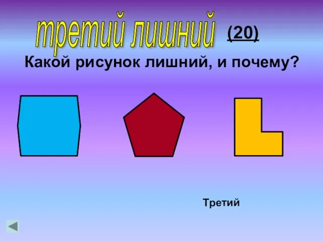 Какой рисунок лишний, и почему? Третий (20) третий лишний