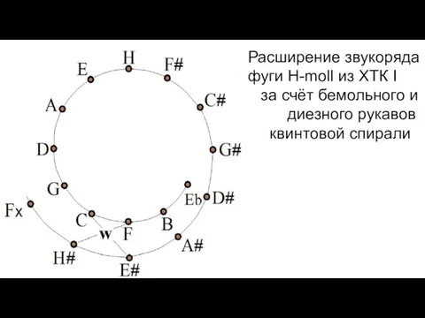 Расширение звукоряда фуги H-moll из ХТК I за счёт бемольного и диезного рукавов квинтовой спирали