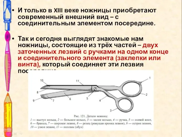 И только в XIII веке ножницы приобретают современный внешний вид – с