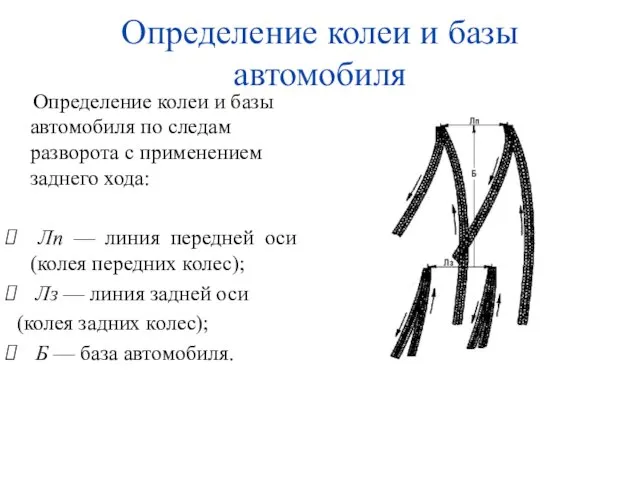 Определение колеи и базы автомобиля Определение колеи и базы автомобиля по следам