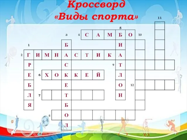 Кроссворд «Виды спорта»