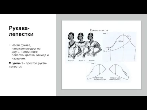 Рукава-лепестки Части рукава, наложенные друг на друга, напоминают лепестки цветка, отсюда и