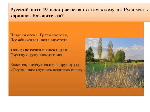 Русский поэт 19 века рассказал о том «кому на Руси жить хорошо».