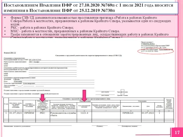 Постановлением Правления ПФР от 27.10.2020 №769п с 1 июля 2021 года вносятся