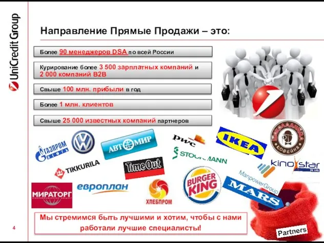 Направление Прямые Продажи – это: Мы стремимся быть лучшими и хотим, чтобы