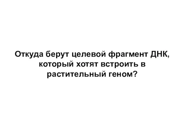 Откуда берут целевой фрагмент ДНК, который хотят встроить в растительный геном?