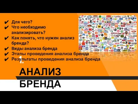 1. АНАЛИЗ БРЕНДА Для чего? Что необходимо анализировать? Как понять, что нужен