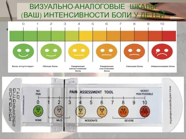 ВИЗУАЛЬНО-АНАЛОГОВЫЕ ШКАЛЫ (ВАШ) ИНТЕНСИВНОСТИ БОЛИ У ДЕТЕЙ