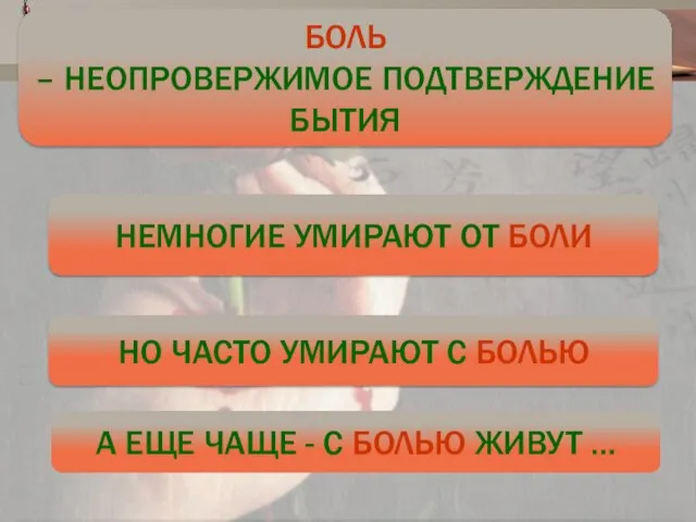 НЕМНОГИЕ УМИРАЮТ ОТ БОЛИ НО ЧАСТО УМИРАЮТ С БОЛЬЮ А ЕЩЕ ЧАЩЕ