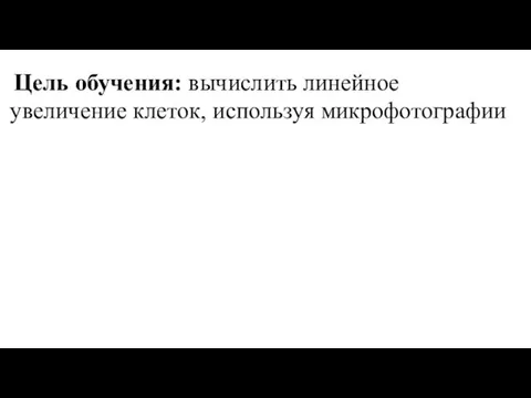 Цель обучения: вычислить линейное увеличение клеток, используя микрофотографии