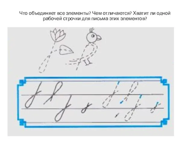 Что объединяет все элементы? Чем отличаются? Хватит ли одной рабочей строчки для письма этих элементов?