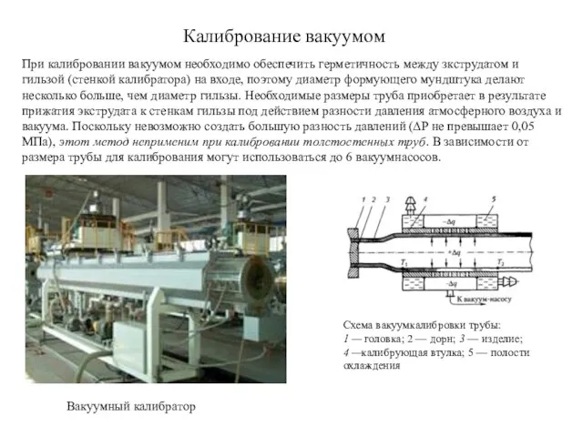 Калибрование вакуумом При калибровании вакуумом необходимо обеспечить герметичность между зкструдатом и гильзой