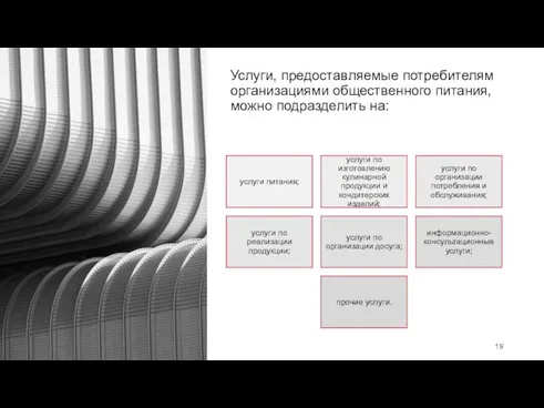 Услуги, предоставляемые потребителям организациями общественного питания, можно подразделить на: