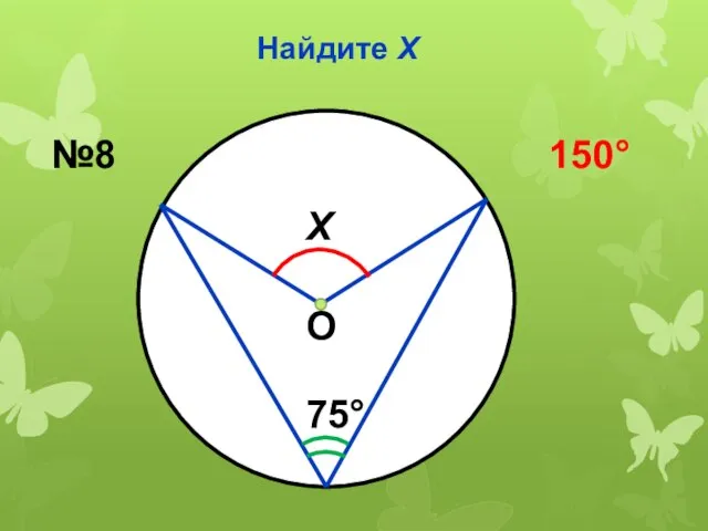 Найдите Х Х 75° №8 150° О