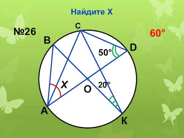 Найдите Х В К А D О С Х 50° 20° №26 60°