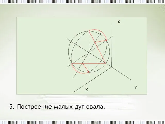 5. Построение малых дуг овала.