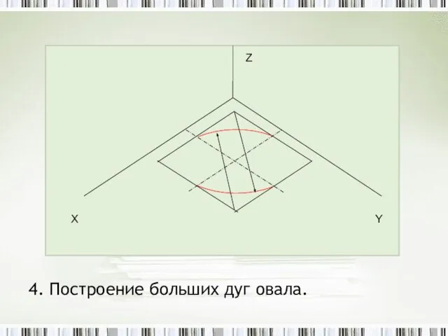 4. Построение больших дуг овала.