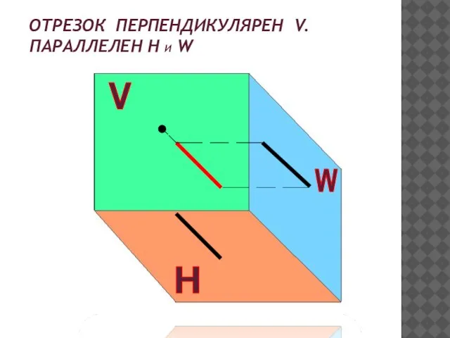 ОТРЕЗОК ПЕРПЕНДИКУЛЯРЕН V. ПАРАЛЛЕЛЕН H И W V H W