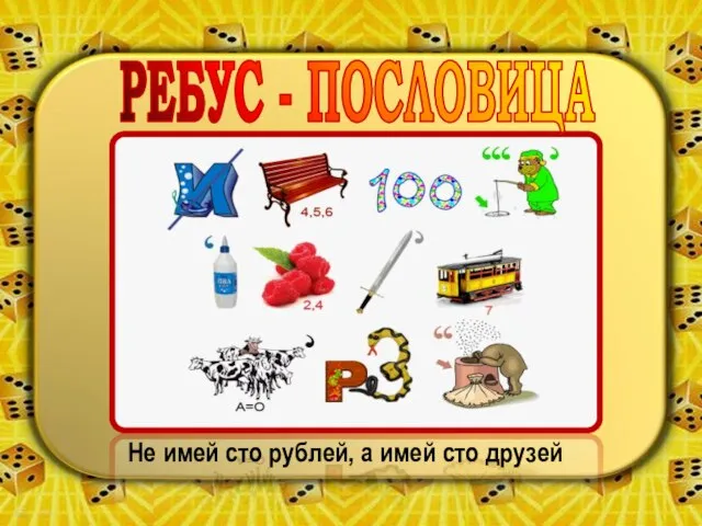 РЕБУС - ПОСЛОВИЦА Не имей сто рублей, а имей сто друзей