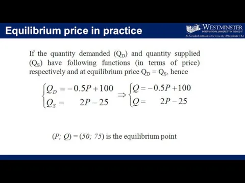 Equilibrium price in practice
