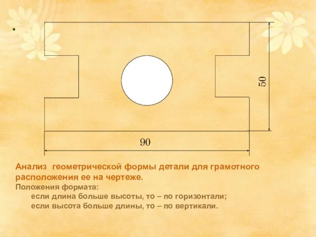 Анализ геометрической формы детали для грамотного расположения ее на чертеже. Положения формата: